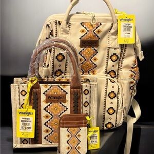 Wrangler Cream and Brown Women's Bag Set